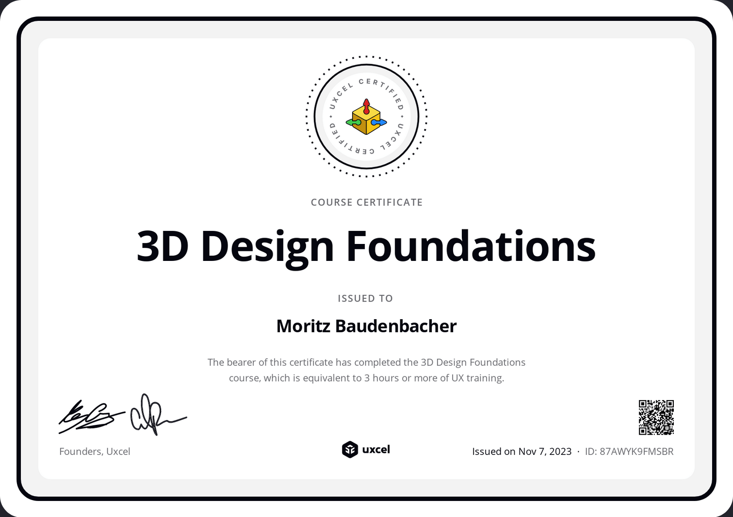 3D Design Foundations Zertifikat