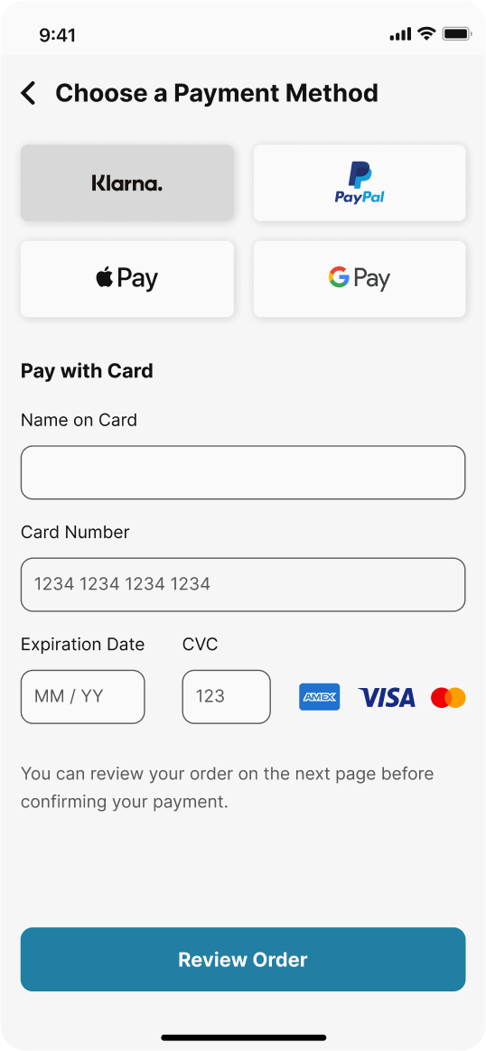 Payment Method Selection