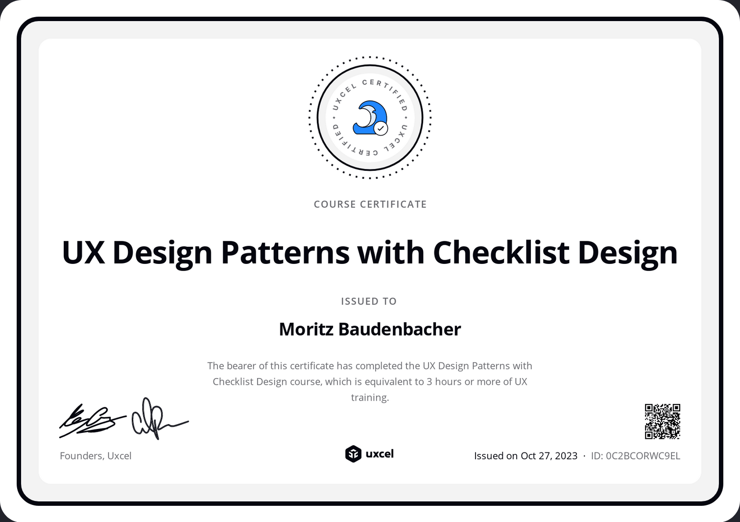 UX Design Patterns with Checklist Design Zertifikat
