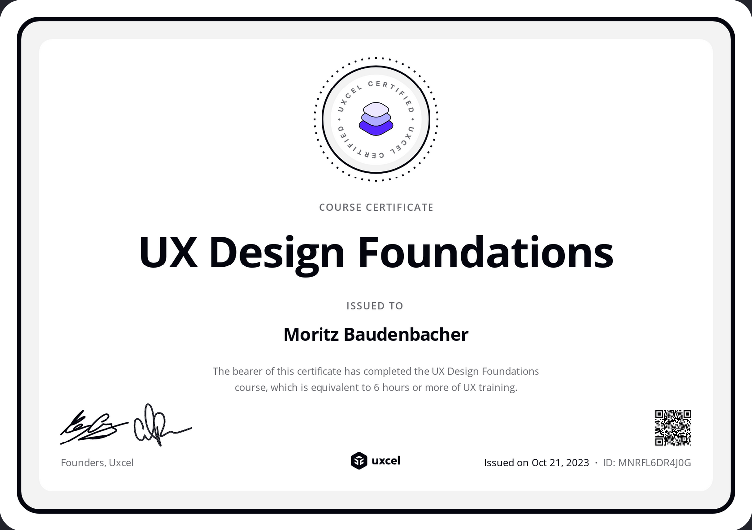 UX Design Foundations Zertifikat