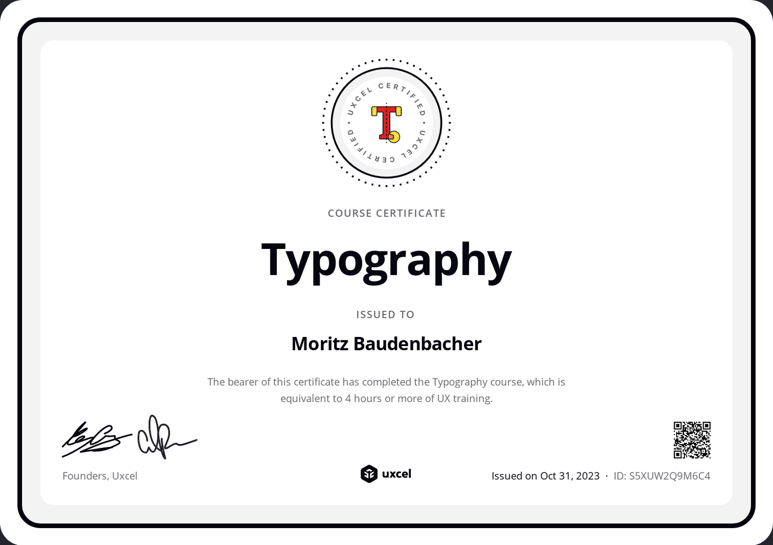 Typography Zertifikat